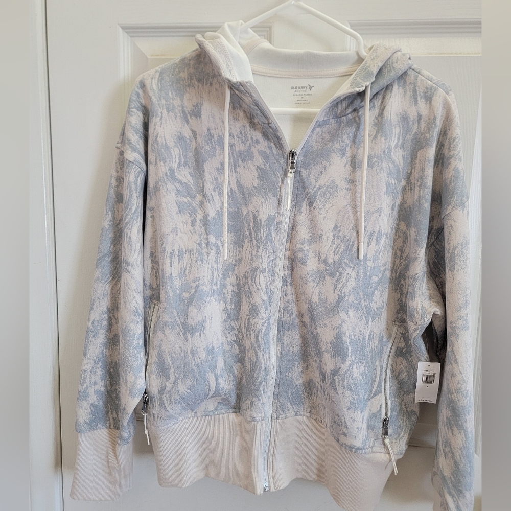 Old Navy Blue and White Zip-Up Hoodie